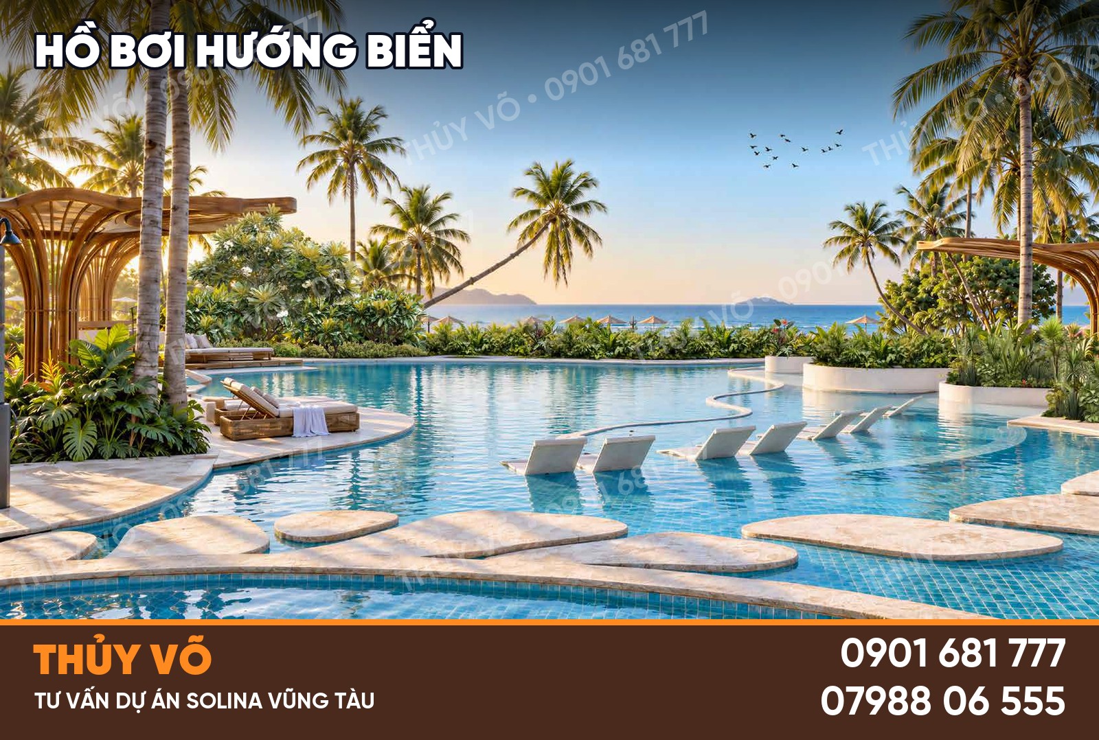 Hồ bơi hướng biển và ghế ngắm biển tại SOLINA, phối cảnh
